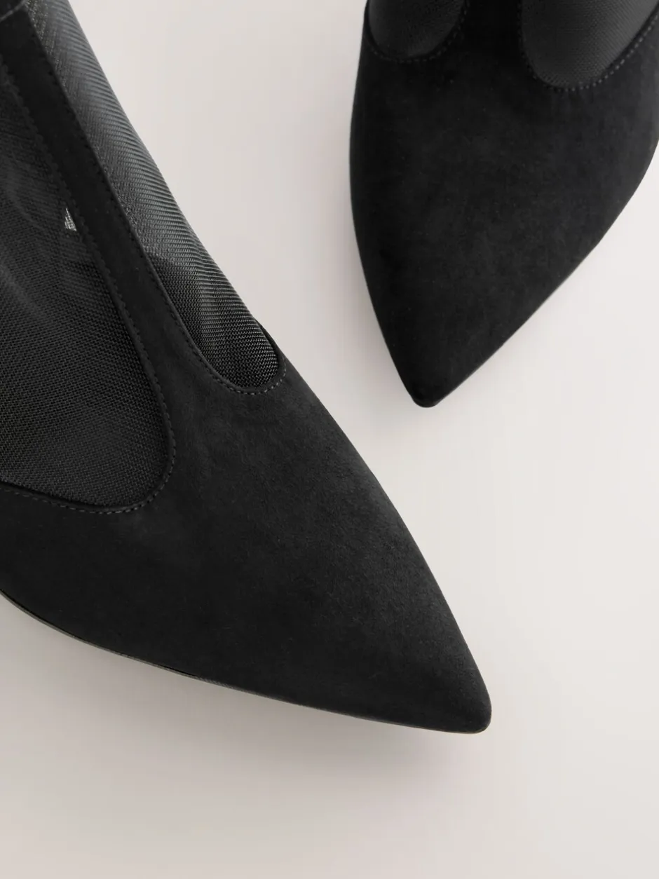 Ruimvallend En Extraruimvallend|Next Black Mesh Detail - Pointed Toe T-Bar Ankle Boots