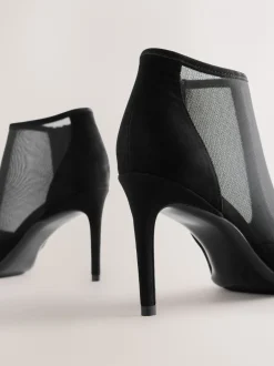 Ruimvallend En Extraruimvallend|Next Black Mesh Detail - Pointed Toe T-Bar Ankle Boots