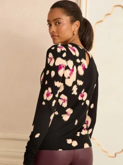 Blouses En Overhemden|Tops En T-Shirts*Love & Roses - - Jersey top met lange mouwen Black Placement Animal