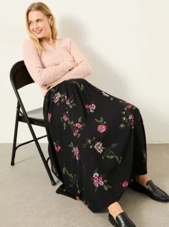 Rokken*Fat Face - FatFace midirok Black Spring Floral