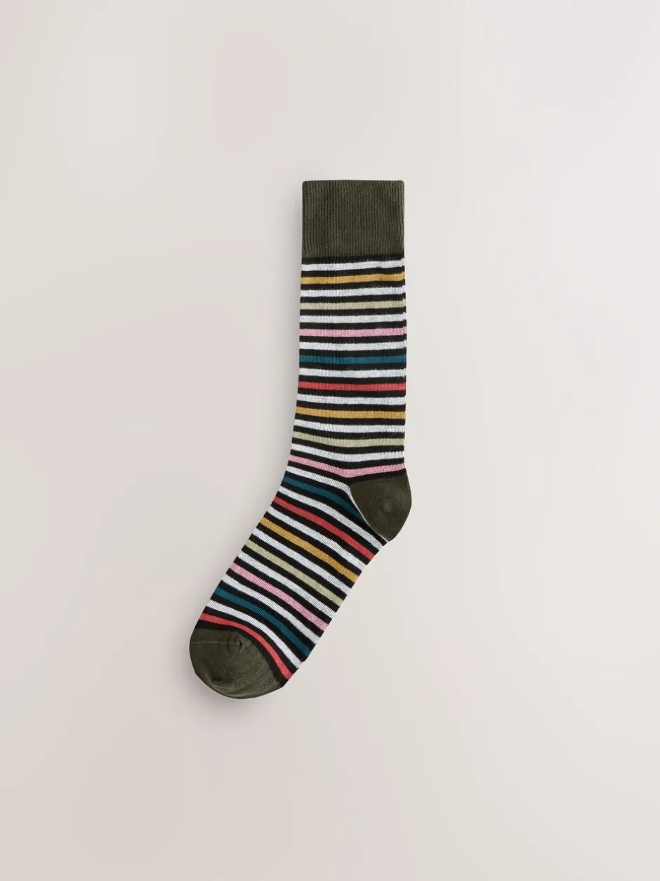 Sokken|Sokken*Next Black Striped - Verpakking van 7 - Herensokken met hoog katoengehalte