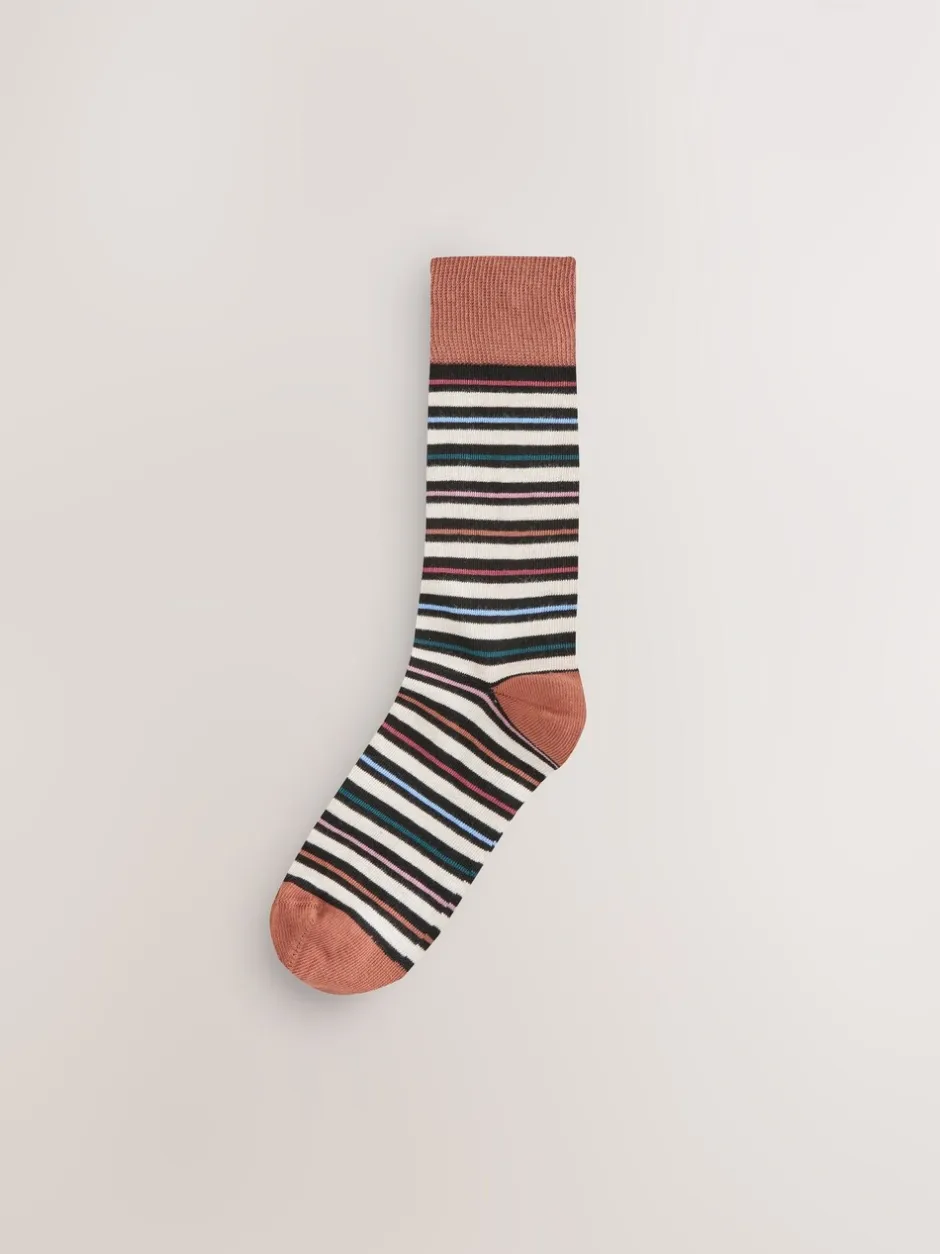 Sokken|Sokken*Next Black Striped - Verpakking van 7 - Herensokken met hoog katoengehalte