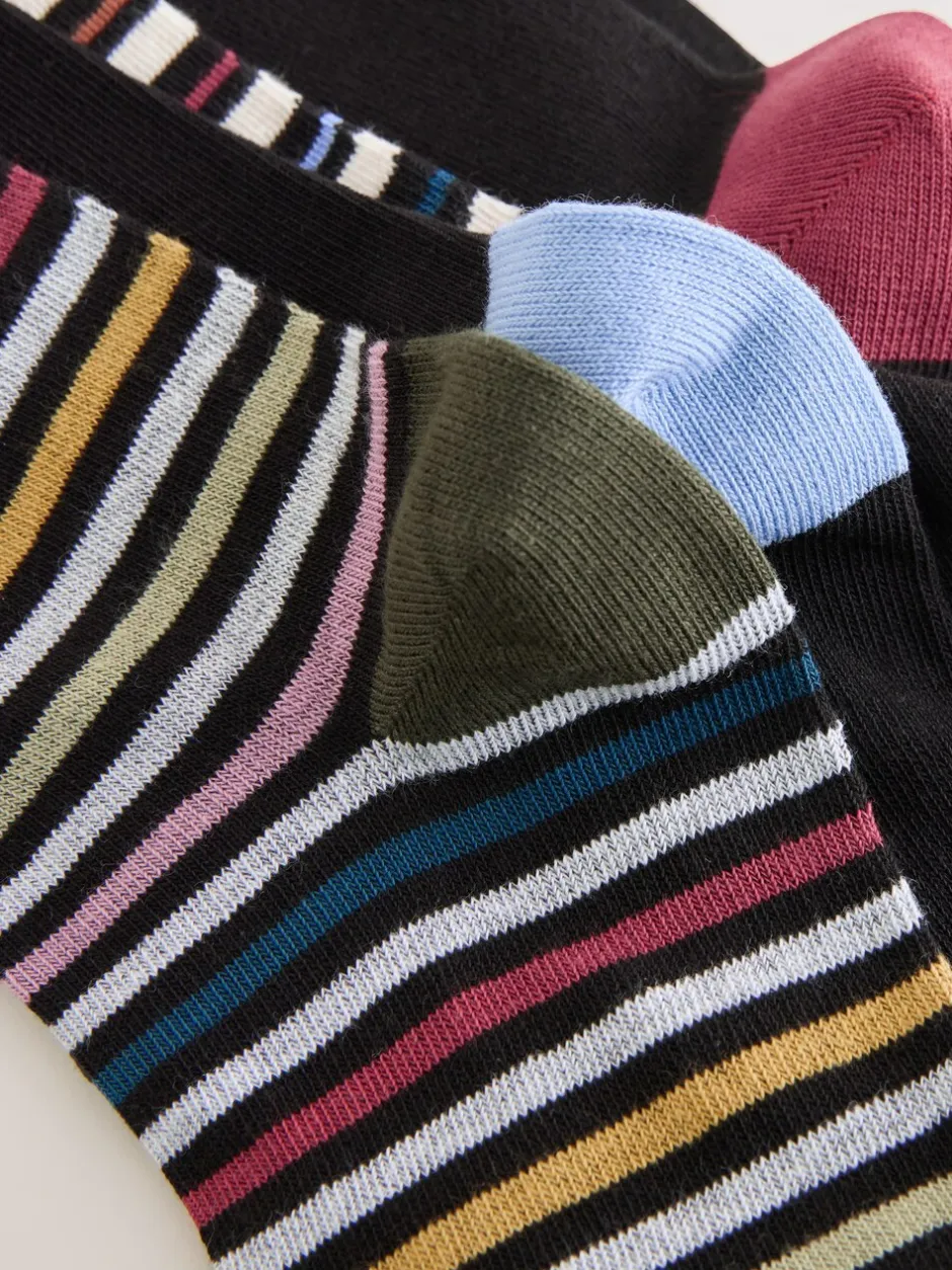 Sokken|Sokken*Next Black Striped - Verpakking van 7 - Herensokken met hoog katoengehalte