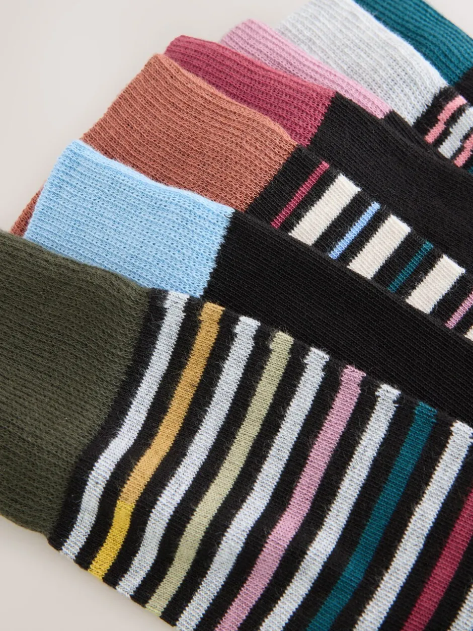 Sokken|Sokken*Next Black Striped - Verpakking van 7 - Herensokken met hoog katoengehalte