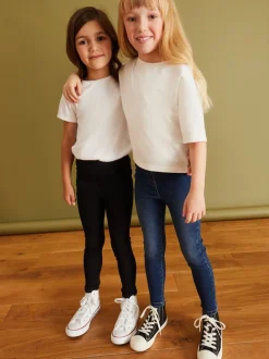 Jeans|Next - Set van 2 jeggings met elastische taille (3-16 jr) Black/Dark Denim