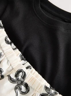 Nachtkleding En Pyjama's|Pyjama's*Next Black/Ecru bow - Set van 1 pyjama's met geweven broek (3-16jr)