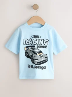 T-Shirts|Tops*Next Black/Grey Race Car - Short Sleeve Graphic T-Shirts 3 Pack (3mths-7yrs)