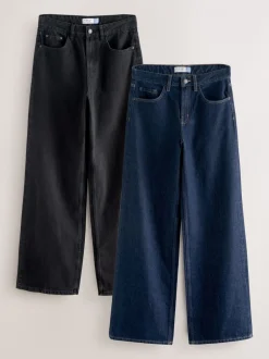 Jeans|Next - Jeans met wijde pijpen 2 Set Black/Rinse Blue