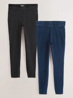 Leggings En Joggingbroeken*Next - Set van 2 lange jersey denim leggings Black/Rinse Blue