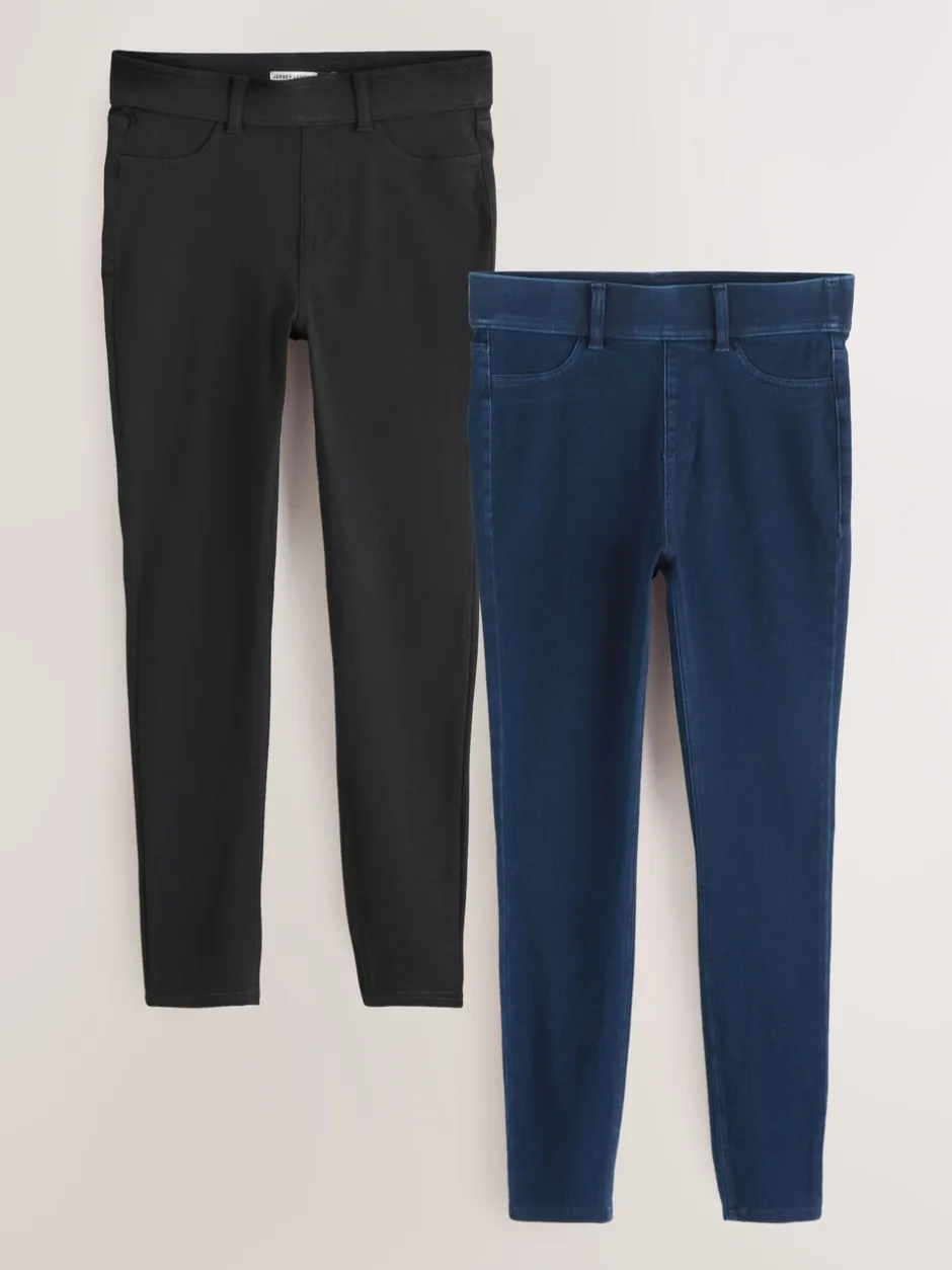 Leggings En Joggingbroeken*Next - Set van 2 lange jersey denim leggings Black/Rinse Blue