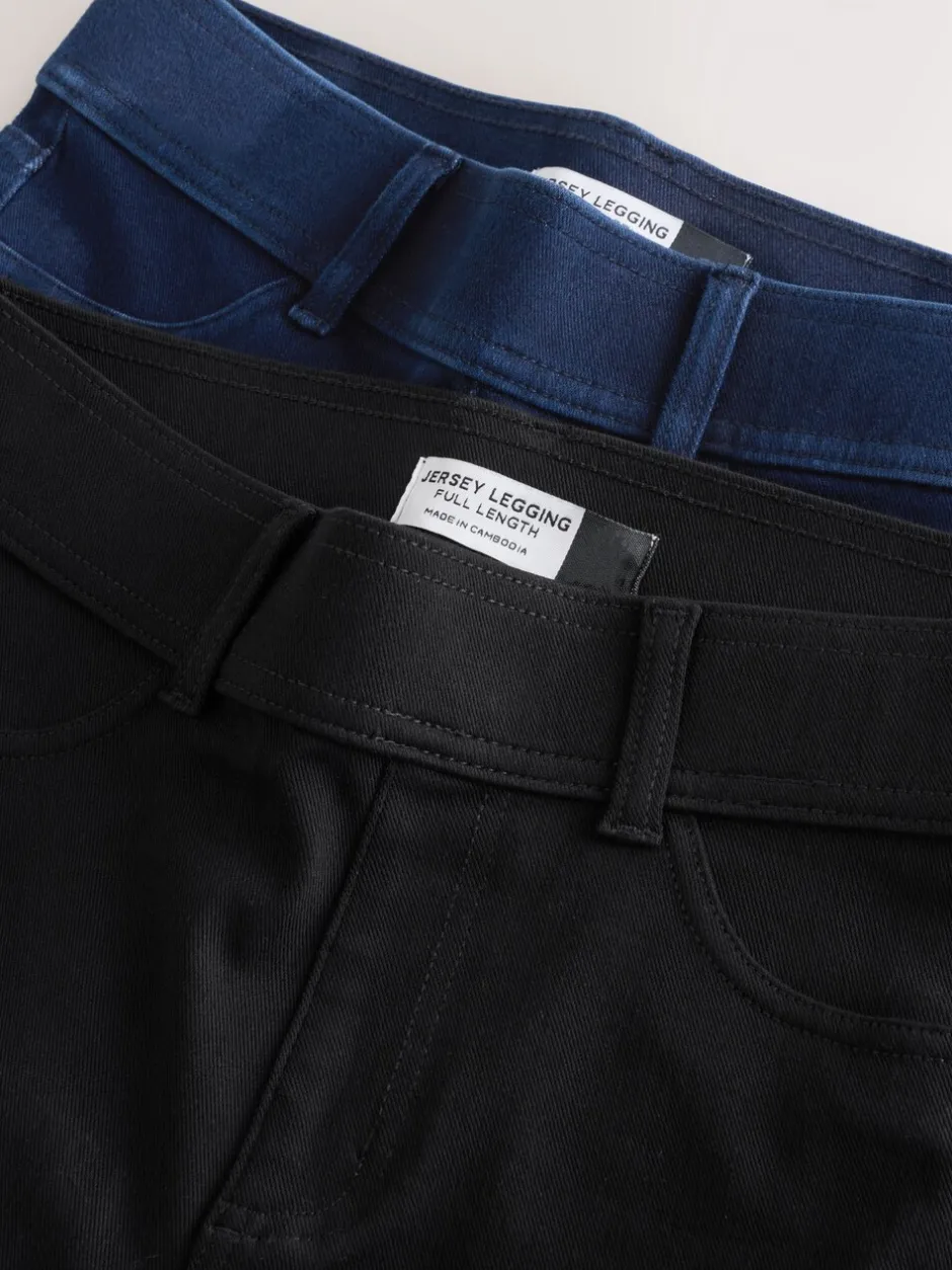 Leggings En Joggingbroeken*Next - Set van 2 lange jersey denim leggings Black/Rinse Blue