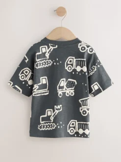 Tops|T-Shirts|Next - Short Sleeve All-Over Print T-Shirt (3 Month-7 Years) (3mths-7yrs) Black/White Digger
