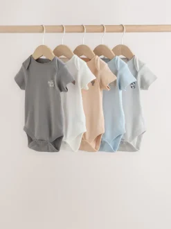 Rompertjes En Hemdjes|Rompertjes En Hemdjes|Next Blauw - 5 Babyrompertjes met korte mouwen