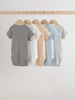 Rompertjes En Hemdjes|Rompertjes En Hemdjes|Next Blauw - 5 Babyrompertjes met korte mouwen