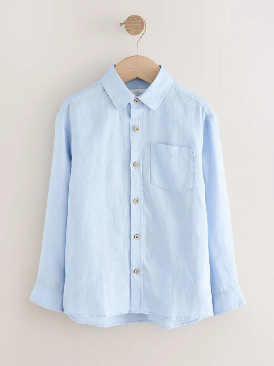 Shirts|Next - 100% linnen overhemd met lange mouwen (3-16jr) Blauw