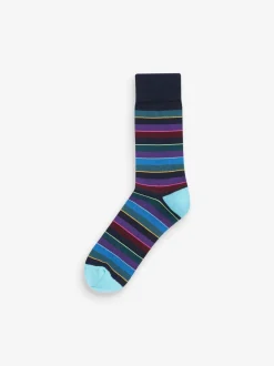 Sokken|Sokken*Next Blauw - 5 paar gestreepte sokken met patroon