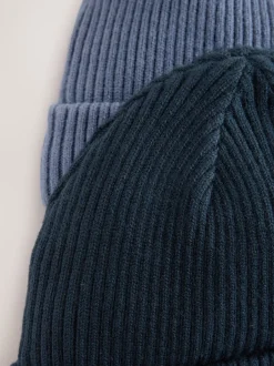 Mutsjes En Antikrabwantjes|Mutsen, Handschoenen En Sjaals|Next - 2 Pack Baby Beanie Mutsen (0mnd -2jr) Blauw