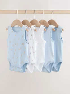 Rompertjes En Hemdjes|Rompertjes En Hemdjes|Next Blauw - 5 Pack Baby Bear Bodysuits