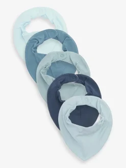 Slabbetjes|Next - 5 Pack Dribble Baby 100% Cotton Bibs Blauw
