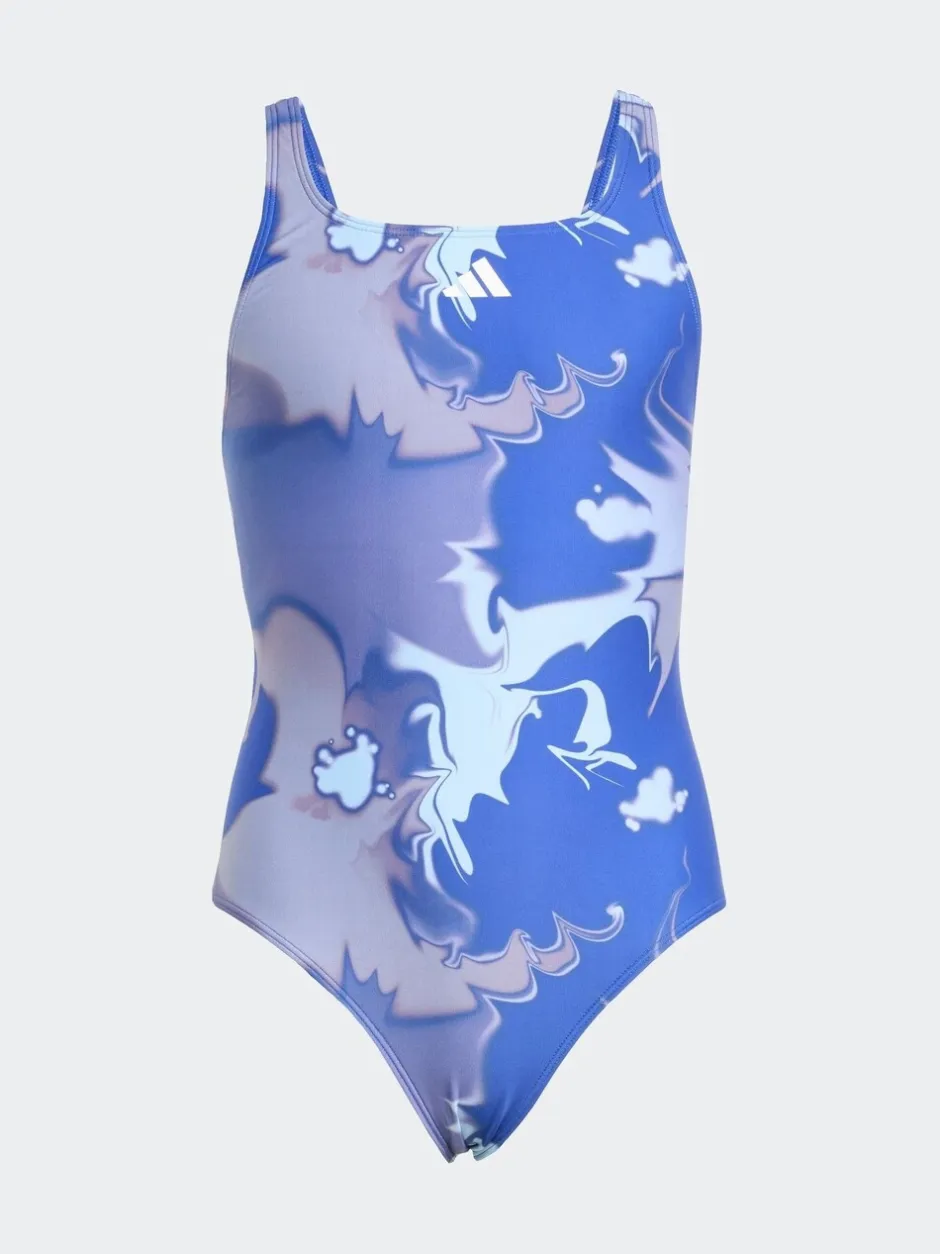 Badkleding|adidas - Tie Dye V-Back Kinderzwempak Blauw