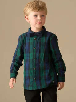 Shirts|Angel & Rocket - Camden Brushed Shirt With Bow Tie Blauw