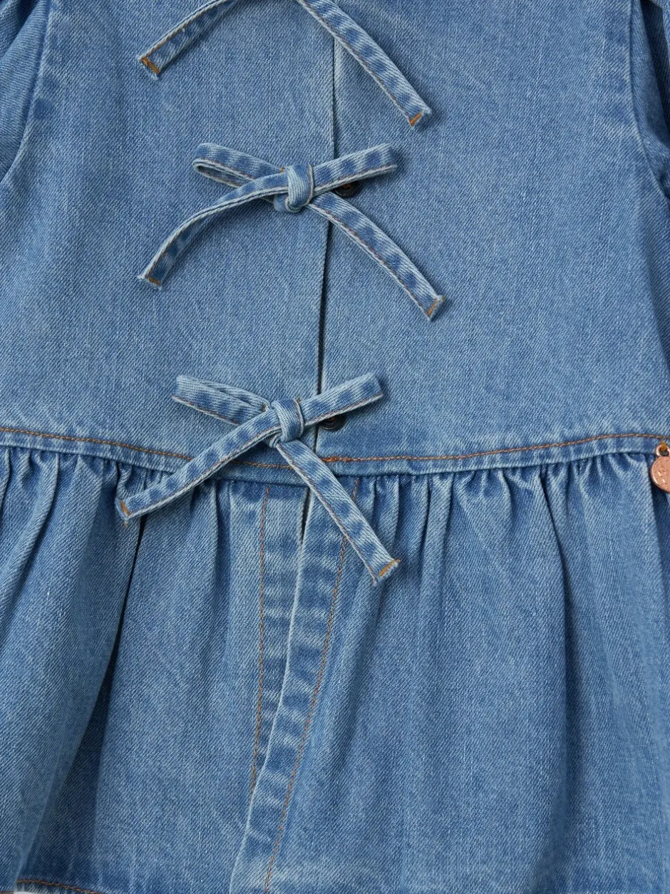Overhemden En Blouses|Angel & Rocket - Ria Broderie Tie Front Peplum Blouse Blauw