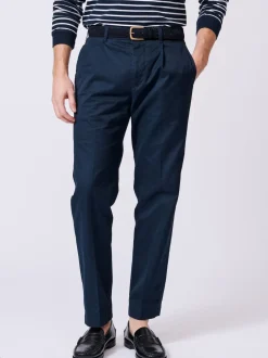 Formele Broek|Aubin - Stickney broek van 100% katoen met relaxte pasvorm Blauw
