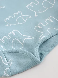 Rompertjes En Hemdjes|Rompertjes En Hemdjes|Next Blauw - Baby Elephant Long Sleeved Bodysuits 5 Pack