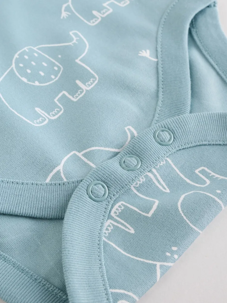 Rompertjes En Hemdjes|Rompertjes En Hemdjes|Next Blauw - Baby Elephant Long Sleeved Bodysuits 5 Pack