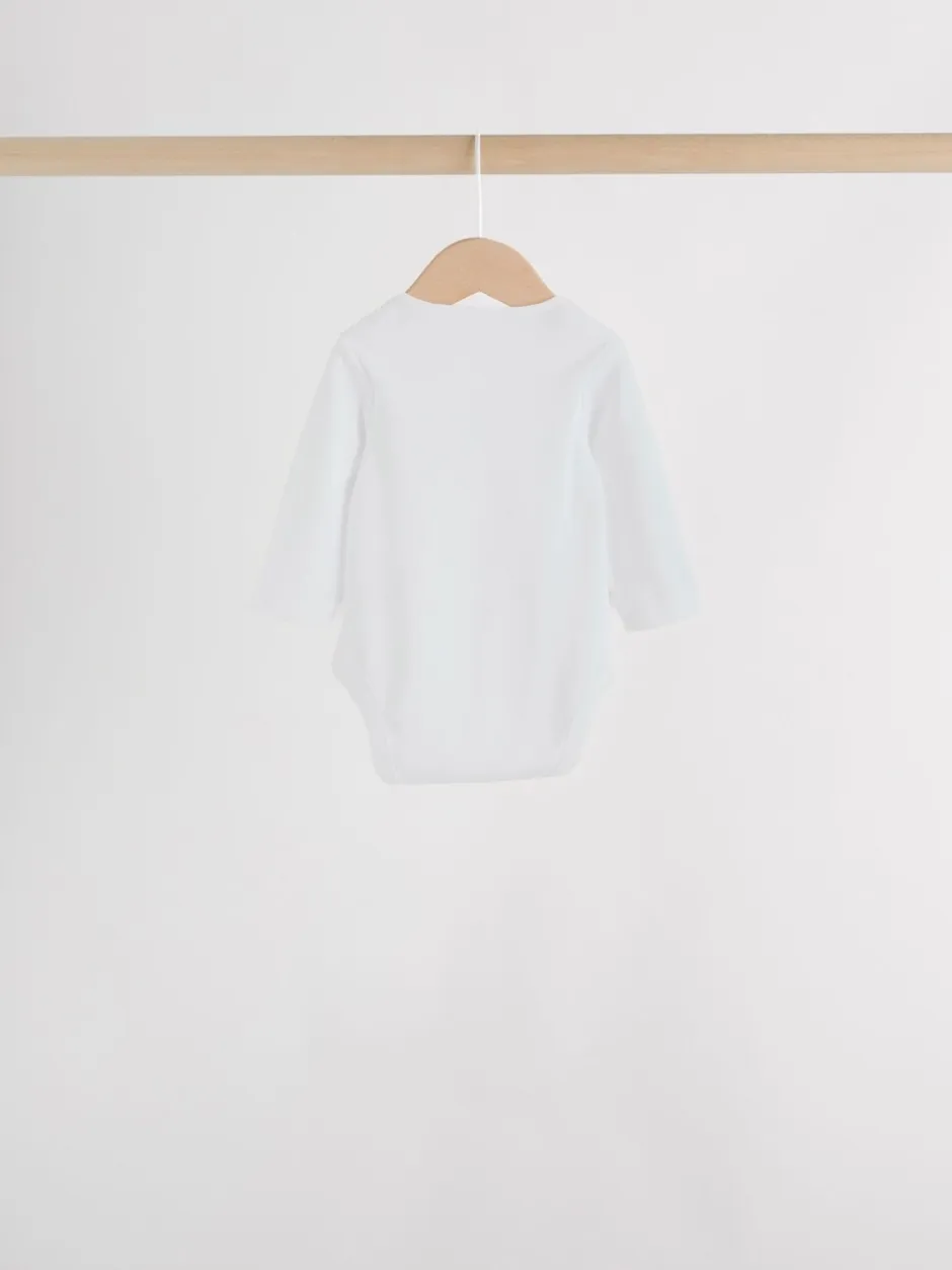 Rompertjes En Hemdjes|Rompertjes En Hemdjes|Next Blauw - Baby Elephant Long Sleeved Bodysuits 5 Pack