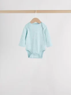 Rompertjes En Hemdjes|Rompertjes En Hemdjes|Next Blauw - Baby Elephant Long Sleeved Bodysuits 5 Pack