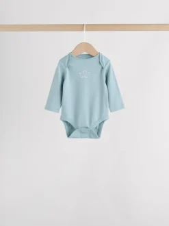 Rompertjes En Hemdjes|Rompertjes En Hemdjes|Next Blauw - Baby Elephant Long Sleeved Bodysuits 5 Pack
