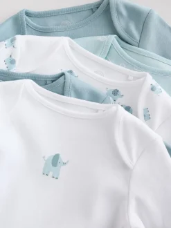 Rompertjes En Hemdjes|Rompertjes En Hemdjes|Next Blauw - Baby Elephant Long Sleeved Bodysuits 5 Pack