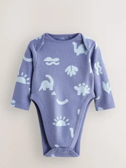 Rompertjes En Hemdjes|Rompertjes En Hemdjes|Next Blauw - Baby Hip Dysplasia Long Sleeve Bodysuits 3 Pack