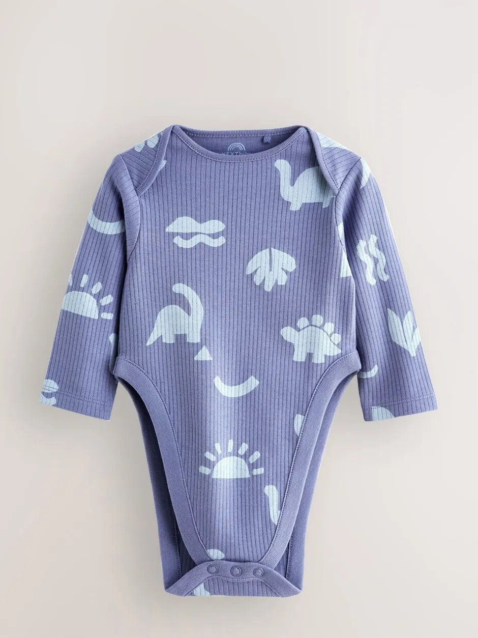 Rompertjes En Hemdjes|Rompertjes En Hemdjes|Next Blauw - Baby Hip Dysplasia Long Sleeve Bodysuits 3 Pack