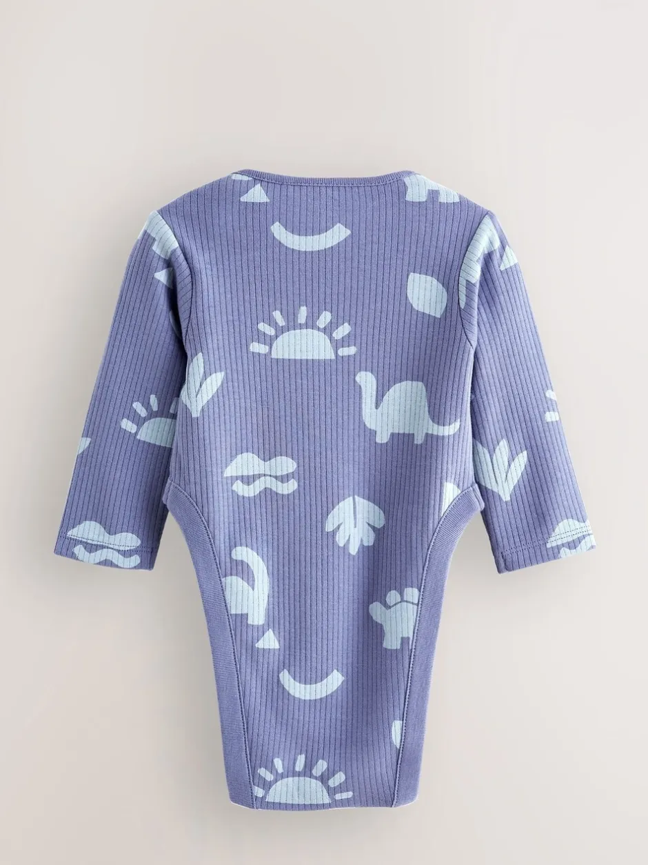 Rompertjes En Hemdjes|Rompertjes En Hemdjes|Next Blauw - Baby Hip Dysplasia Long Sleeve Bodysuits 3 Pack