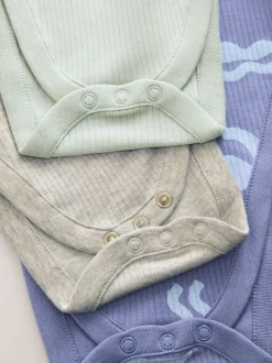 Rompertjes En Hemdjes|Rompertjes En Hemdjes|Next Blauw - Baby Hip Dysplasia Long Sleeve Bodysuits 3 Pack
