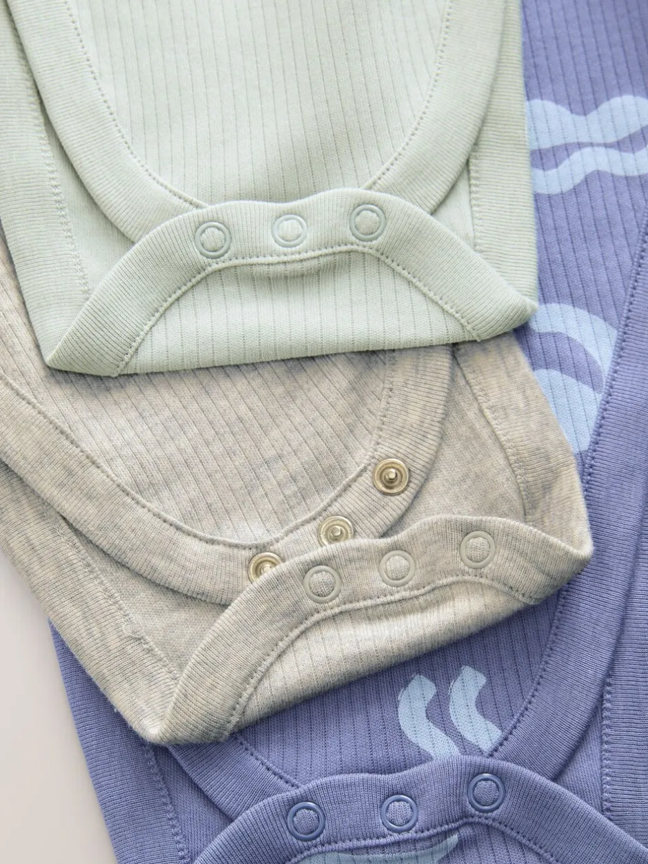 Rompertjes En Hemdjes|Rompertjes En Hemdjes|Next Blauw - Baby Hip Dysplasia Long Sleeve Bodysuits 3 Pack
