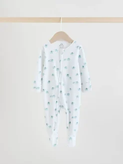 Multipacks|Babypakjes En Babypyjama's*Next Blauw - Baby Linear Elephant Sleepsuits 3 Pack (0-2yrs)