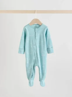 Multipacks|Babypakjes En Babypyjama's*Next Blauw - Baby Linear Elephant Sleepsuits 3 Pack (0-2yrs)