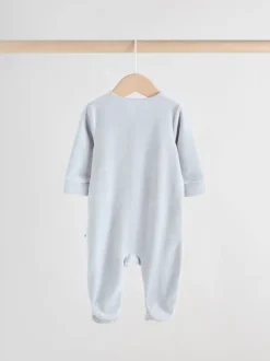 Babypakjes En Babypyjama's|Next Blauw - Baby Velour Two Way Zip Sleepsuits 2 Pack (0mths-2yrs)