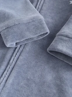 Babypakjes En Babypyjama's|Next Blauw - Baby Velour Two Way Zip Sleepsuits 2 Pack (0mths-2yrs)