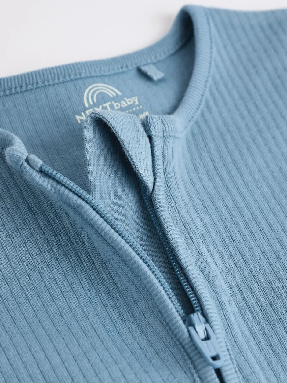 Babypakjes En Babypyjama's|Next Blauw - Babyrompertjes van 100% katoen met tweewegrits, 3 stuks (0-3jaar)