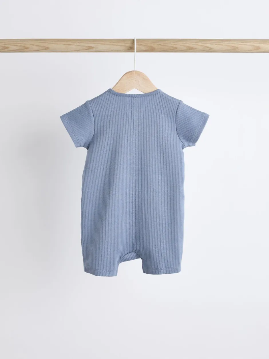 Babypakjes En Babypyjama's|Next Blauw - Babyrompertjes van 100% katoen met tweewegrits, 3 stuks (0-3jaar)