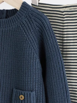 Sets En Combisets|Truien En Breisels*Next - Babyset met gebreide trui en legging (0mnd-2jr) Blauw