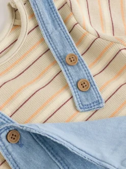 Rompertjes En Tuinbroeken*Next - Babyset van denim bretelbroeken en bodysuit (0 mnd - 2 jr) Blauw