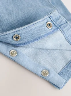 Rompertjes En Tuinbroeken*Next - Babyset van denim bretelbroeken en bodysuit (0 mnd - 2 jr) Blauw