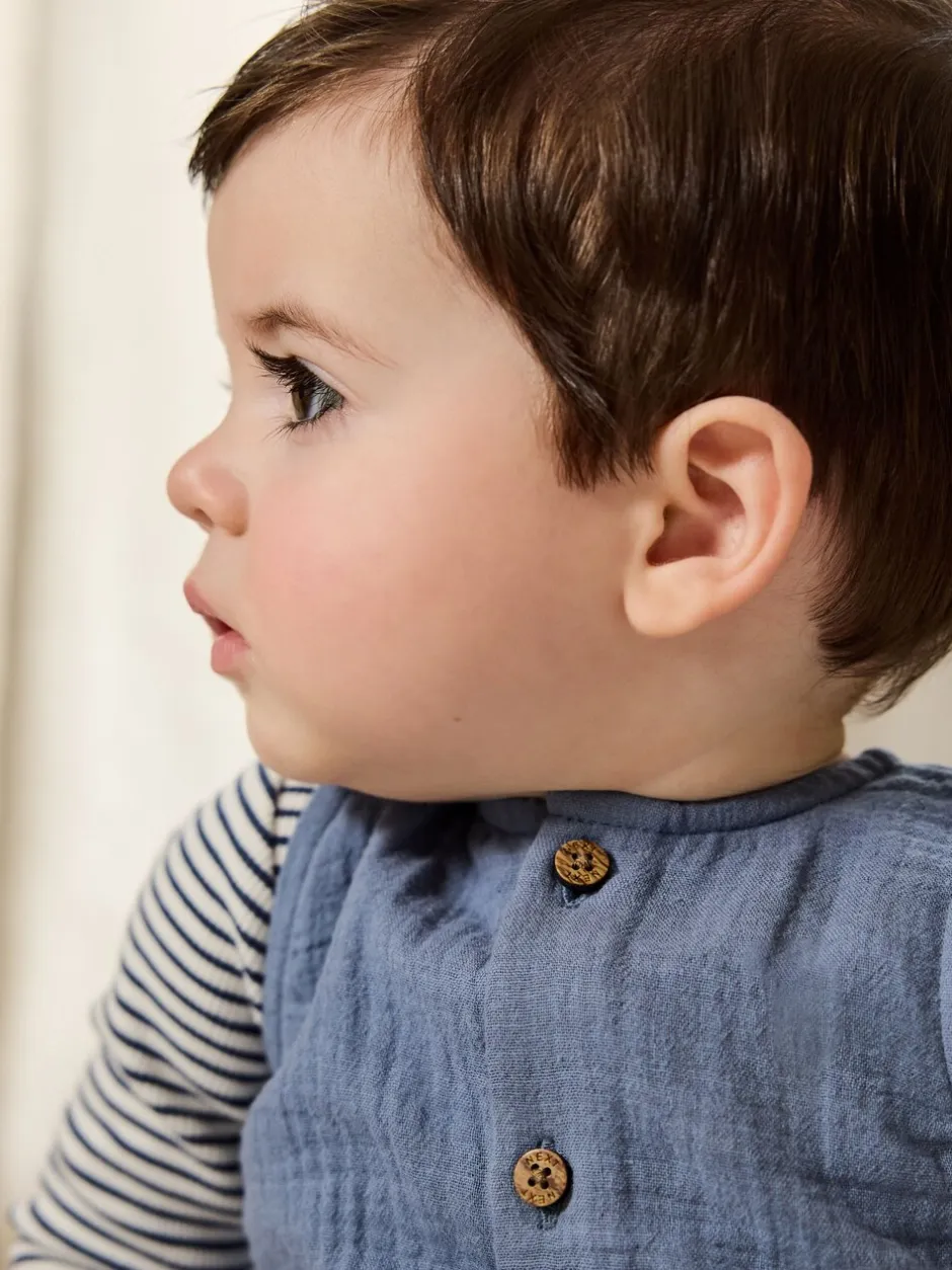 Rompertjes En Tuinbroeken|Next - Babyset van tuinbroek en rompertje (0 mnd-2 jr) Blauw