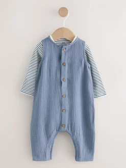 Rompertjes En Tuinbroeken|Next - Babyset van tuinbroek en rompertje (0 mnd-2 jr) Blauw