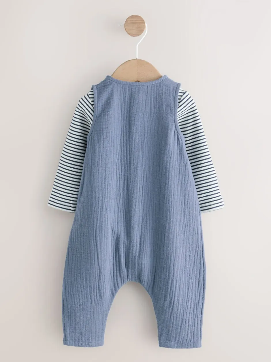 Rompertjes En Tuinbroeken|Next - Babyset van tuinbroek en rompertje (0 mnd-2 jr) Blauw